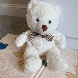 Adorable White Teddy Bear with Bow